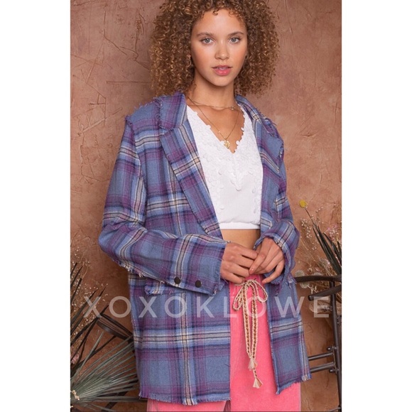 POL Blue Violet Blazer Single Button Relaxed Fit - Picture 8 of 14